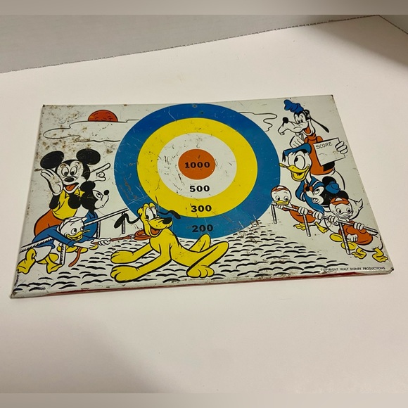 Vintage 1960's Walt Disney Productions Mickey Mouse Goofy Bullseye Tin Target - Picture 8 of 8